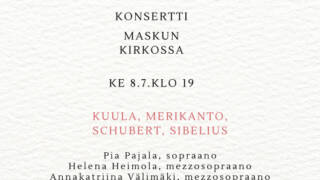 Konsertin mainos; kukka-aiheisia koristeluja.
